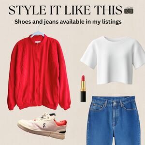 Vintage Niveau Classix Red 100% Silk Quilted Bomber Jacket